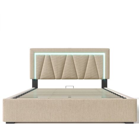Con funzione di ricarica USB tipo C e illuminazione a LED, letto matrimoniale junior 140x200 (senza materasso)