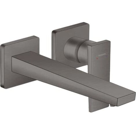 con lavabo da incasso a parete, bocca 225mm, piletta senza cromo nero spazzolato