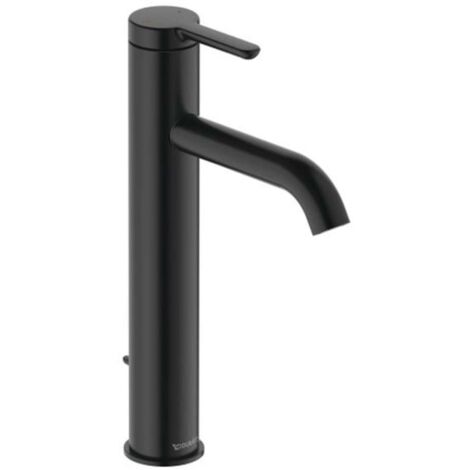 con tirador para lavabo extraíble en L, extensión H262 136mm, negro mate