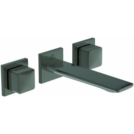 CONCA Batteria lavabo 3 fori a parete senza scarico magnetico grigio