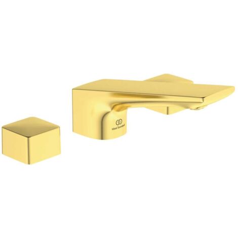 CONCA Batteria lavabo 3 fori con piletta in metallo oro spazzolato