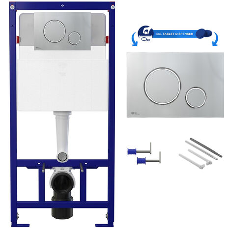 GRAVAHAUS Concealed 1.12m Wall Hung Cistern Frame - Gloss Chrome, Matt Trim