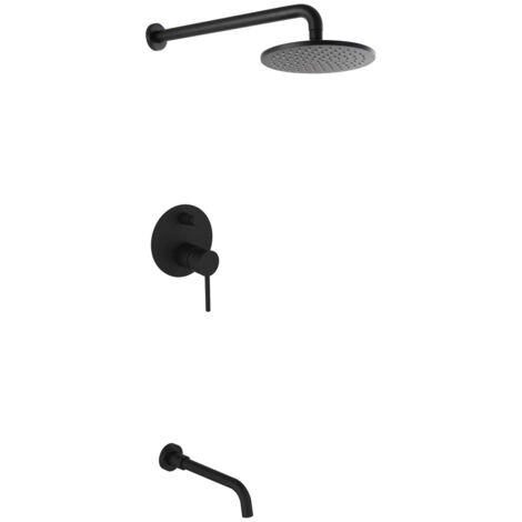 Concealed shower mixer composition with black spout - Corbeau