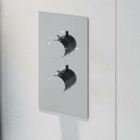 main image of "Concealed Shower Valve Thermostatic Twin Outlet Chrome Dual Control"