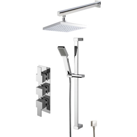 Concealed Square Triple Valve Shower Set - Chrome - Balterley
