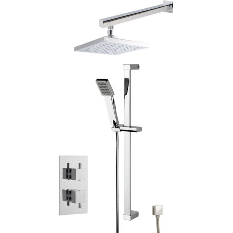 Concealed Square Twin Valve Shower Set - Chrome - Balterley