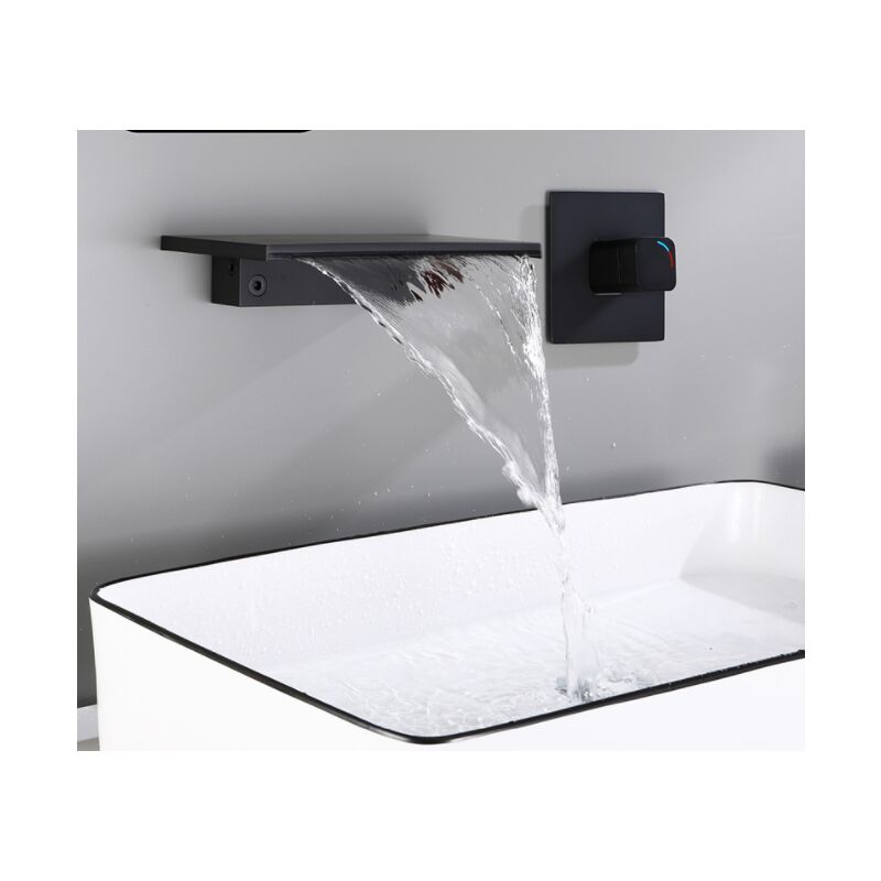 Concealed Waterfall Bathtub Faucet Large Surface Waterfall Waterfall Basin Faucet - Black Hiasdfls