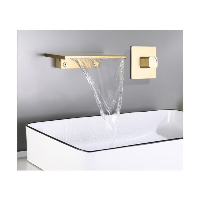 Concealed Waterfall Bathtub Faucet Large Surface Waterfall Waterfall Basin Faucet - Gold Hiasdfls