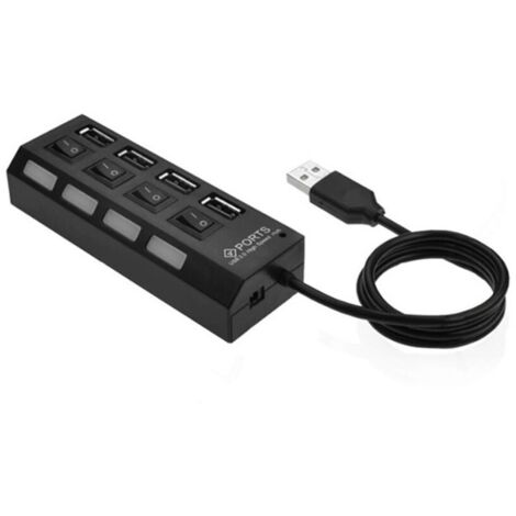 Concentrador USB 2.0 de 4 puertos, un freno, cuatro divisores, concentrador Plug and Play, mini concentrador de enchufe pequeño / divisor USB de 4 puertos (1 unidad)