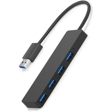 Concentrador USB 3.0, concentrador de cuatro puertos USB 3.0, divisor USB, regleta de enchufes USB, compatible con PC, portátil, Xbox, PS5, teclado, ratón, auriculares con cable, disco duro USB y más 
