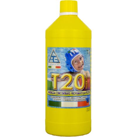 Concentre' anti-algues parfume' T20YL pour piscines Le pack de 1 l pre'serve la limpidite' et la purete' de l'eau de la piscine