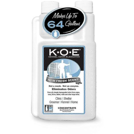 Concentré anti-odeurs KOE pour chenils – Pour cages, enclos et plus encore – Pour la maison et le chenil – Formule sûre et sans enzymes (Parfum frais, 473 ml) – 1 unité