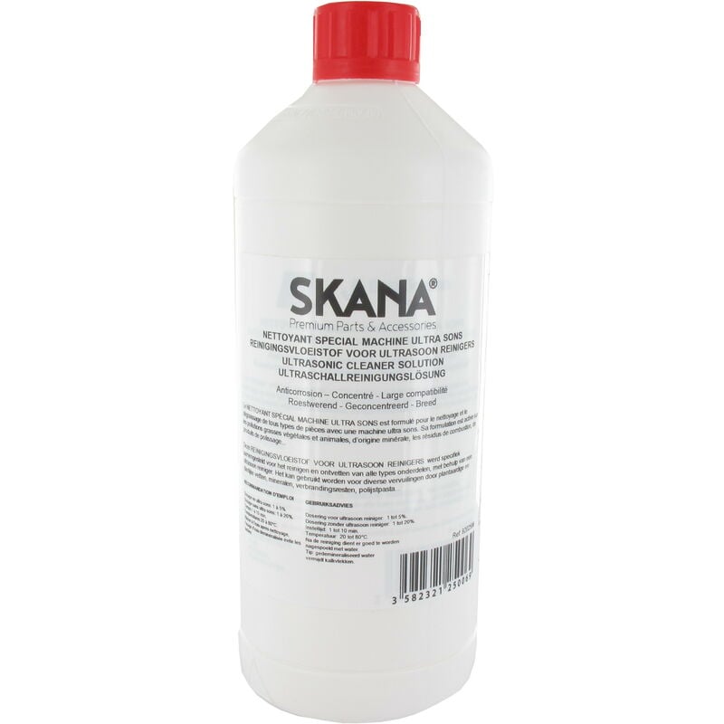 Concentré liquide pour nettoyage et dégraissage avec machine à ultrasons. 1 L. Sans contre-indication sur les métaux non-férreux.