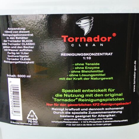 Concentré nettoyant Tornador Clean 877925 5 l – Pour nettoyage intérieur véhicule – Sans tensio-actifs ni solvants – Élimine taches et odeurs