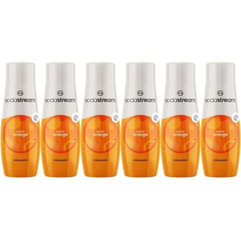 Sodastream - lot de 6 concentrés orange pour machine à eau pétillante et soda préparez jusqu'à 9 litres de soda à l'orange en qu
