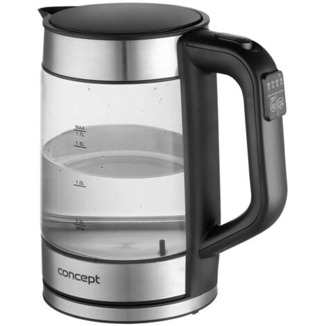 Concept - Hervidor eléctrico, volumen 1,7 l, con control de temperatura, 2200 W, negro/acero inoxidable rk4067