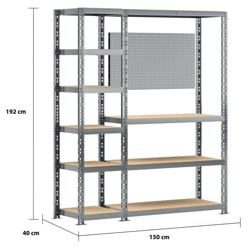 Modulo storage Concept rangement de garage + établi - longueur 150 cm - 10 plateaux