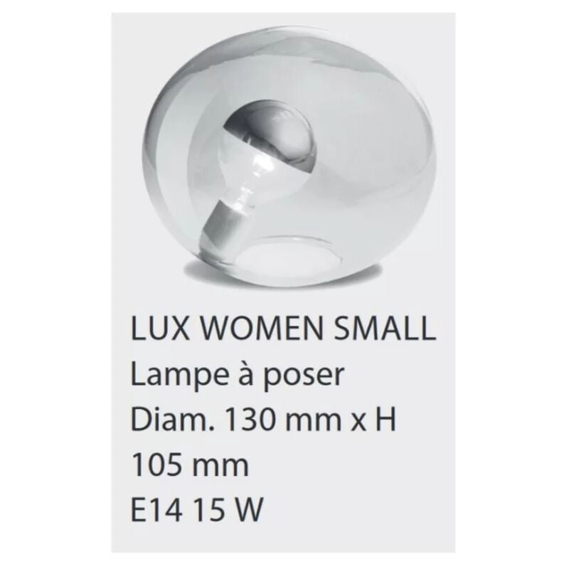 Concept Verre - luxwomen s - Lampe chevet verre Transparent E14 15W IP20 - Ø13xH10.5cm