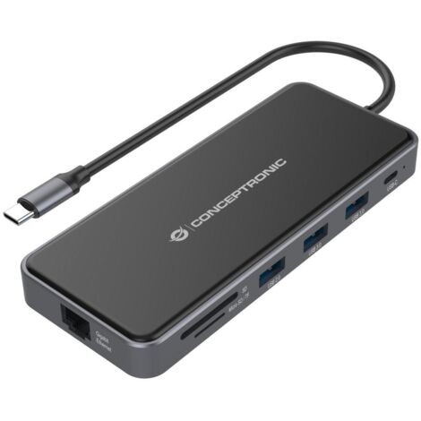 Conceptronic DONN15G station d'accueil Avec fil USB 3.2 Gen 1 (3.1 Gen 1) Type-C Gris