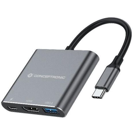 Conceptronic DONN18G replicatore di porte e docking station per laptop Cablato USB 3.2 Gen 1 (3.1 Gen 1) Type-C Grigio