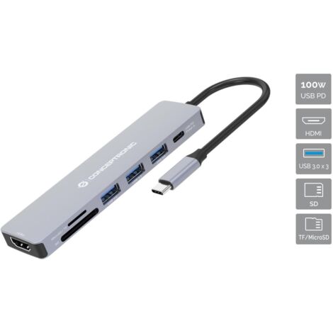 Conceptronic DONN19G replicatore di porte e docking station per laptop Cablato USB 3.2 Gen 1 (3.1 Gen 1) Type-C Grigio
