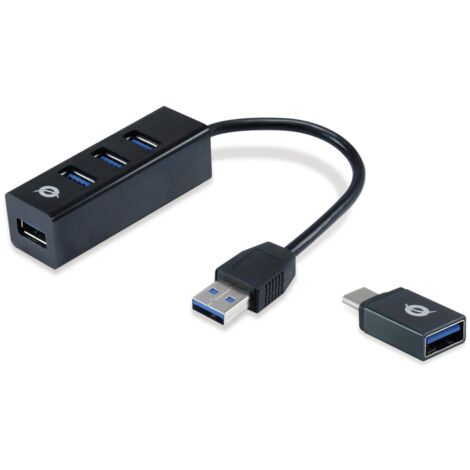 Conceptronic HUBBIES04B hub & concentrateur USB 3.2 Gen 1 (3.1 Gen 1) Type-A 5000 Mbit/s Noir
