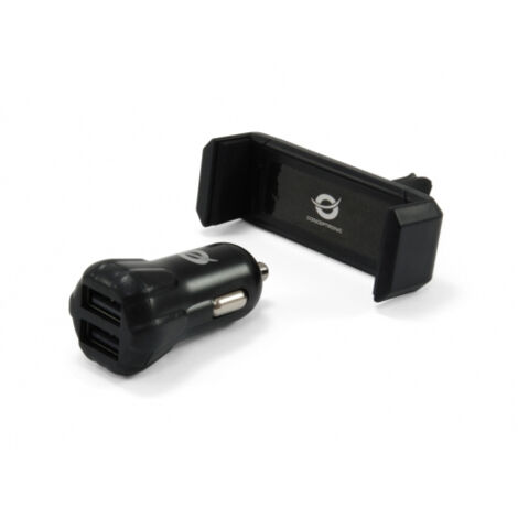 CONCEPTRONIC KFZ-Ladegerät 2Port 10W,2xUSB-A Halter sw
