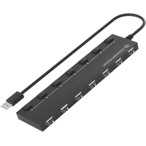 CONCEPTRONIC USB-Hub 7-Port 2.0 -7x2.0 extra o.Netzteil sw (HUBBIES08B)