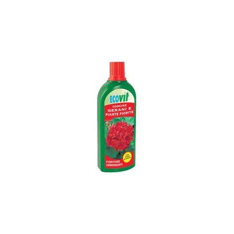 CONCIME LIQUIDO PER GERANI E PIANTE FIORITE- - lt.1 - 6 pezzi ECOVIT