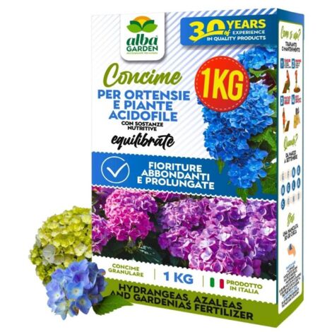Concime Naturale Biologico, per Ortensie e Piante Acidofile Fertilizzante Granulare Idrosolubile per Abbondanti Fioriture x 1 kg