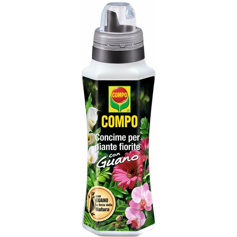 Concime per Piante Fiorite, Con Guano, Per fiori rigogliosi, 500 ml - Compo