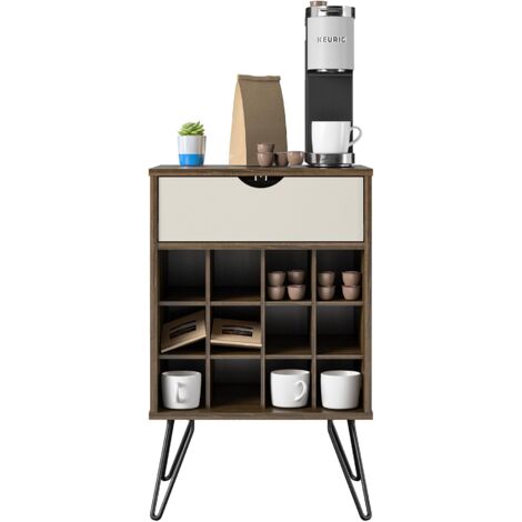 Concord-Support de rangement de boissons en chêne aspect marron