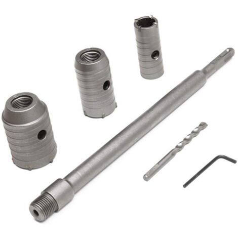 Concrete Drill Bit with 350mm Round Handle SDS Plus Concrete Saw Hole Cutter Drill Bit for Cement Stone Wall with 30/40/50mm Expansion（Silver)