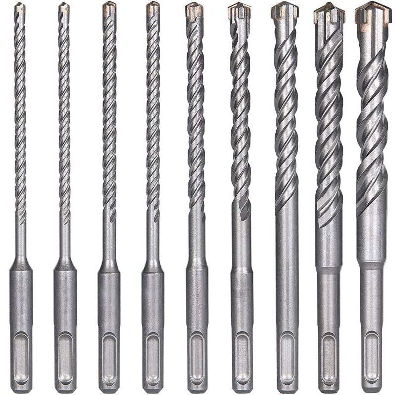 Concrete Drill Bits, 8PCS Hammer Drill Masonry Drill Bits, 5, 6, 6, 8, 8, 10, 12, 14 x 160mm Drilling Tools for Drilling Holes in Concrete, Ceramic