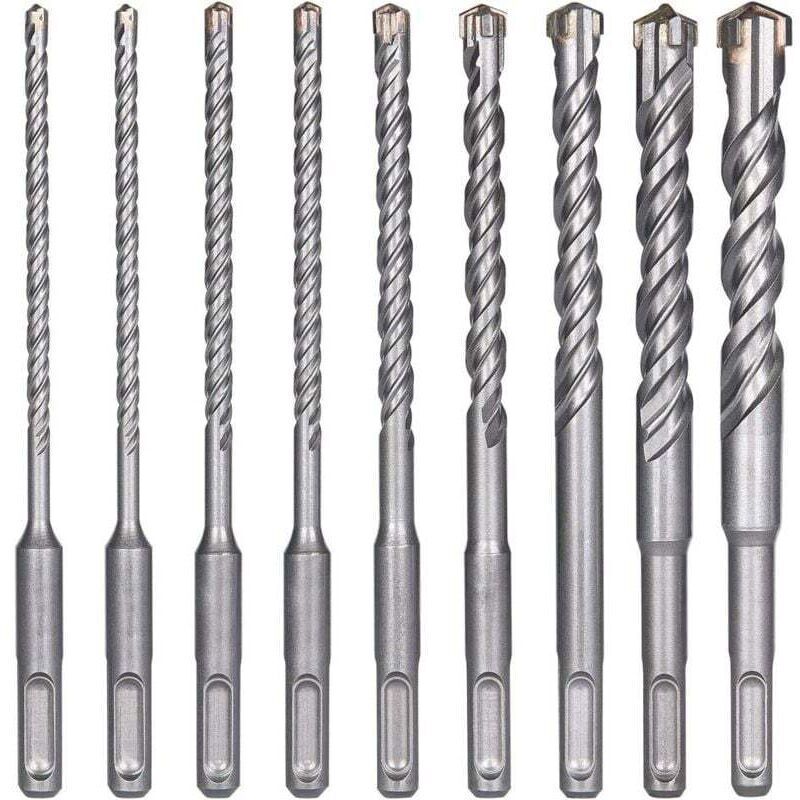 Concrete drill bits, 9 pieces (5 mm 16 x 160 mm), SDS-Plus electric impact drill bit for impact drill, cross drill bits for brick, stone, natural,