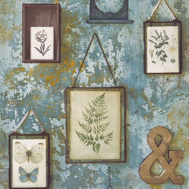 Concrete Effect Frames Wallpaper Grandeco Green Paste The Wall Textured Vinyl