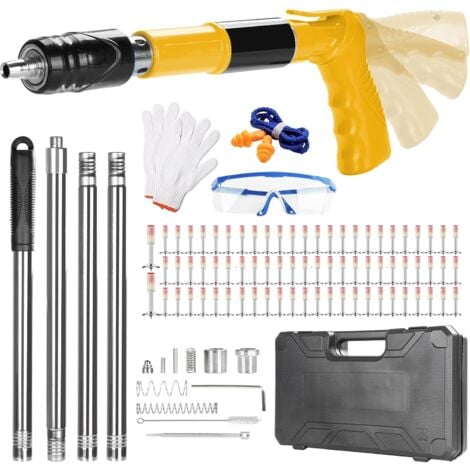 Concrete Nail Gun Set with 120 Nails for Nail Gun, Extension Rod, Swivel Steel Nail Gun, 5 Speed Manual Nail Gun for Steel & Concrete, Riveting Gun Tool for Wall Mounting