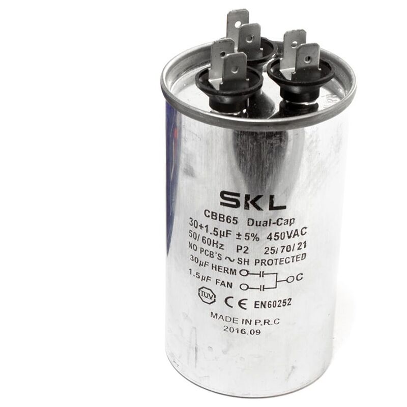 

Reporshop - Condensador 30 + 1,5¬µf 450v Trabajo Aire Acondicionado Metalico Standard
