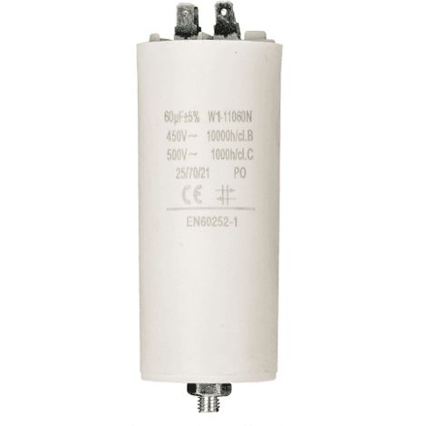 Condensador de arranque para motor electrico 450 VAC 60.0 uF Blanco - Blanco