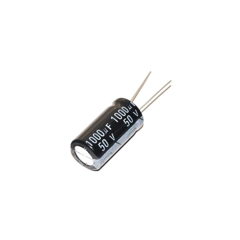 

Condensador Electrolitico 1000uF 50Vdc Medidas 12,5x25mm