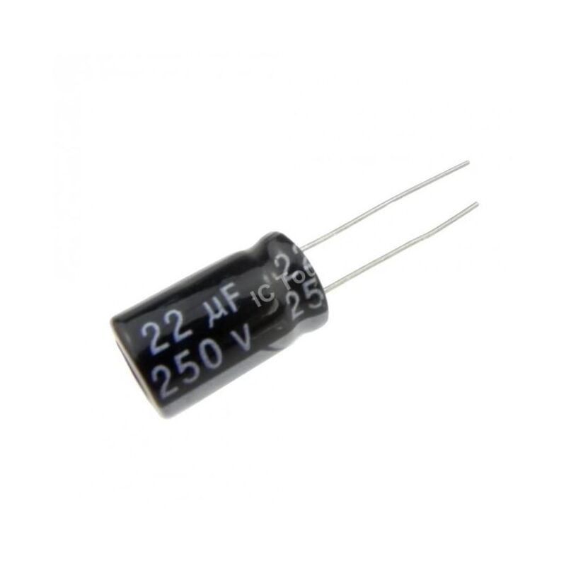 

Condensador Electrolitico 22uF 250Vdc Medidas 10x20mm Radial
