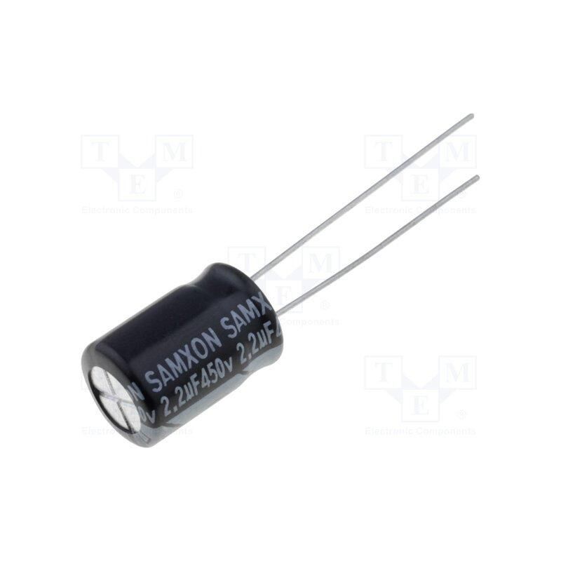 

2,2uF 450Vdc Condensador Electrolitico 10x13mm Radial