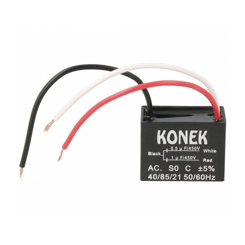 

Condensador Motor 1uF+0,5uF 450Vac Con Cables Fijacion Tornillo M4