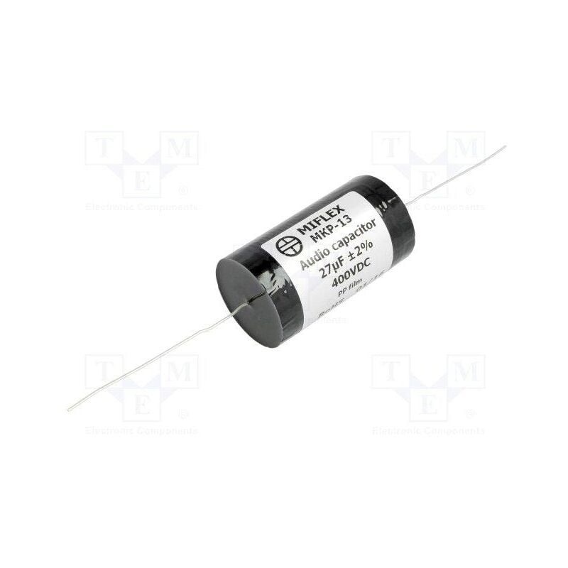 

Condensador Polipropileno Especial AUDIO 27uF 400Vdc Axial MKP13-27U/400