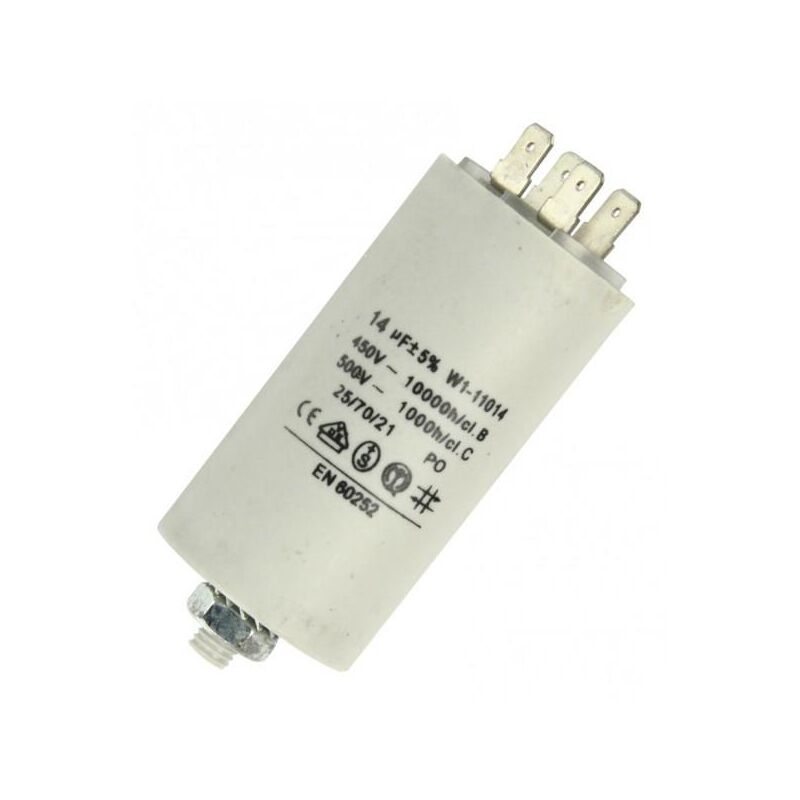 

Condensador Trabajo Motor 14uF 450Vac 40x70mm FASTON Y M8 12AG008