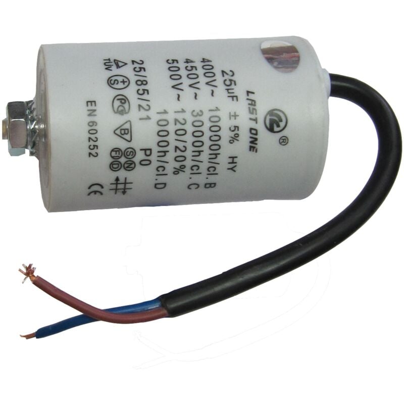 

Condensador Trabajo Motor 14uF 450Vac 42x70mm Terminales CABLES