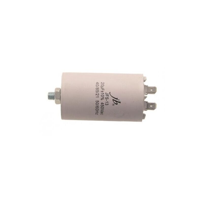 

Condensador Trabajo Motor 20uF 450Vac 45x73mm Terminales FASTON Y M8 12AG012