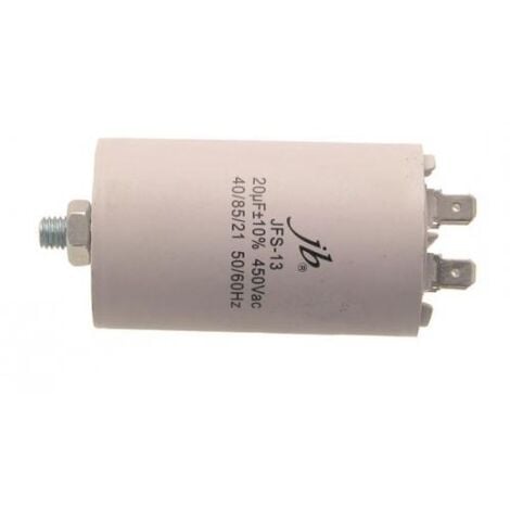 Condensador Trabajo Motor 20uF 450Vac 45x73mm Terminales FASTON Y M8 12AG012