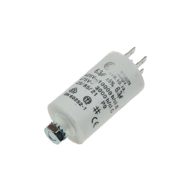 

Condensador Trabajo Motor 6,3uF 450Vac Faston 30x67mm M8 12AG003