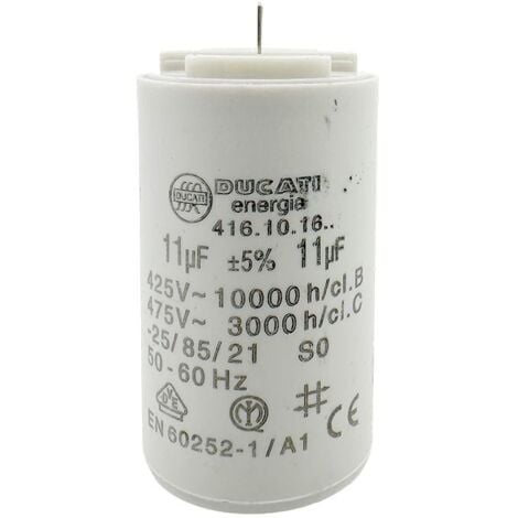 DUCATI ENERGIA Condensateur 11µF - Ø36x58mm pour moteur de volet roulant Cosses 2.8 mm - Somfy 203622A